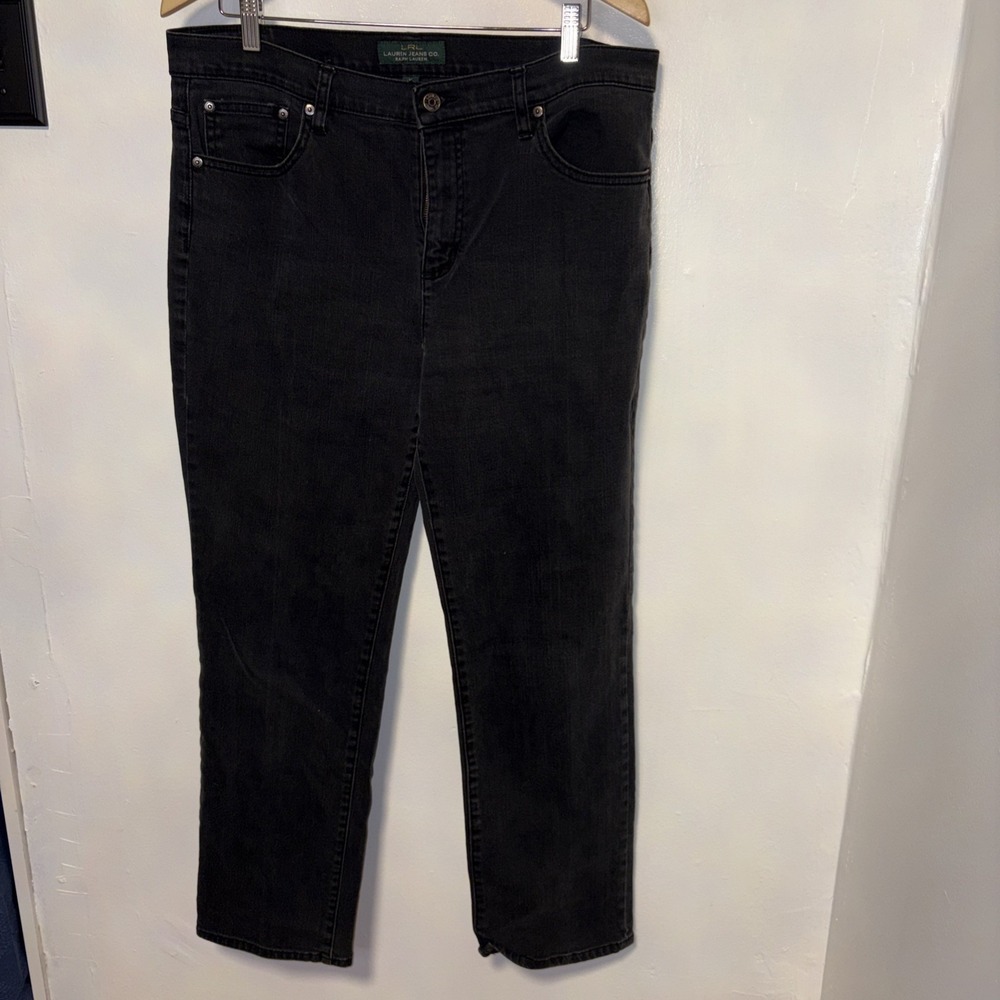 LRL‎ Lauren Jean Co. Ralph Lauren Black Classic Straight Leg Jeans Size 16